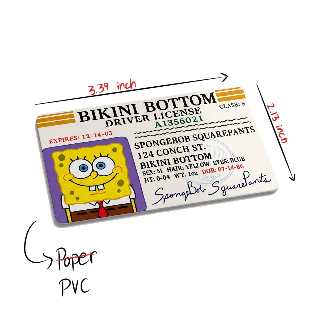 bikini bottom driver license - spongebob | customisable