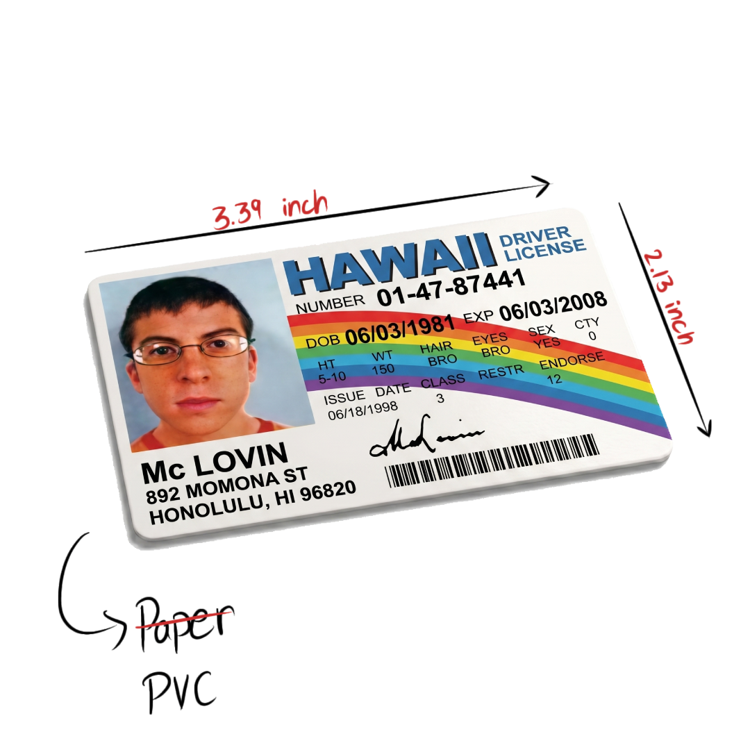 mclovin driver license - superbad | customisable