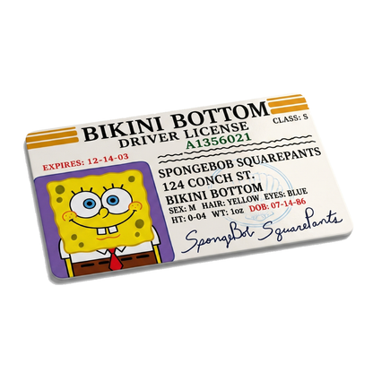 bikini bottom driver license - spongebob | customisable