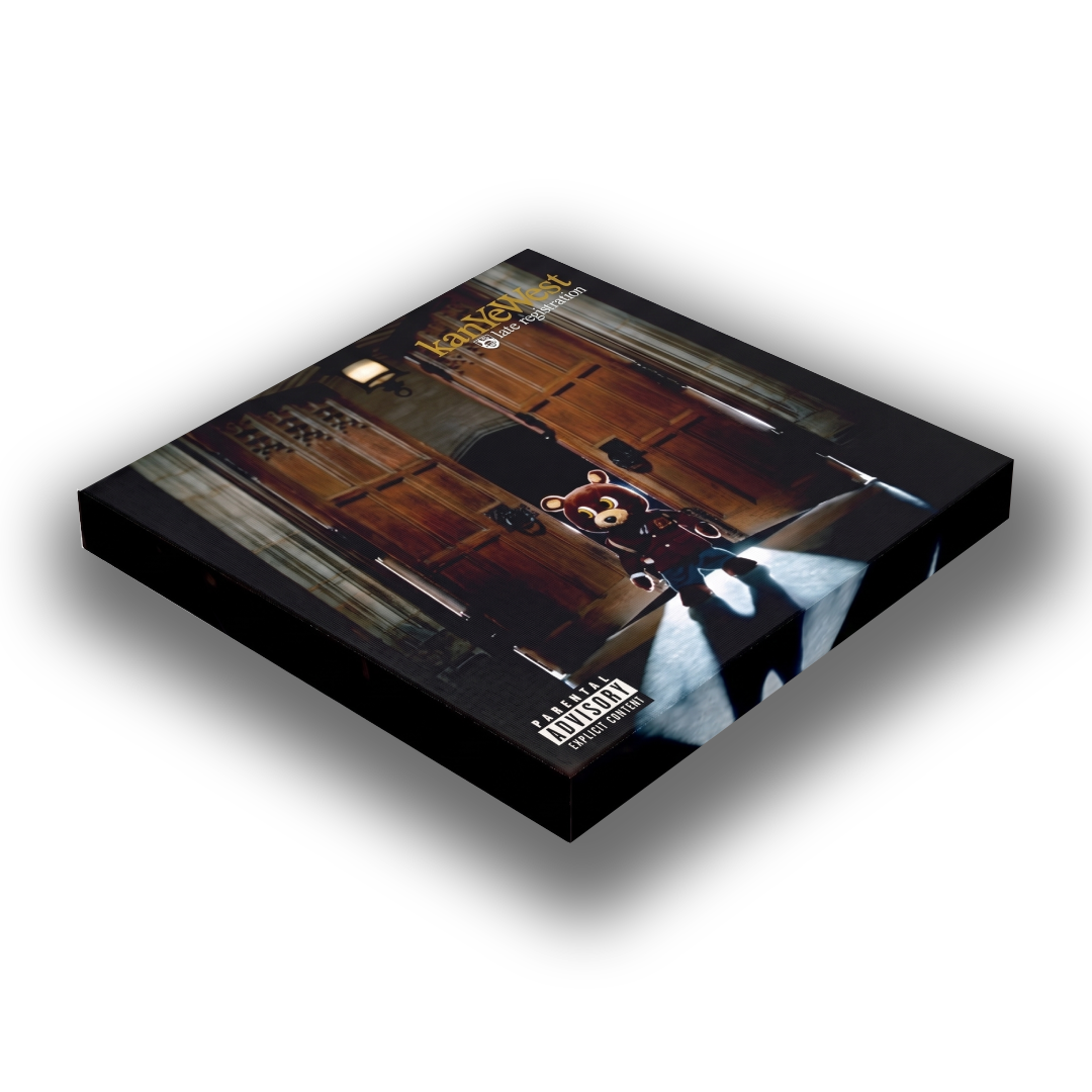 late registration - kanye west wooden canvas