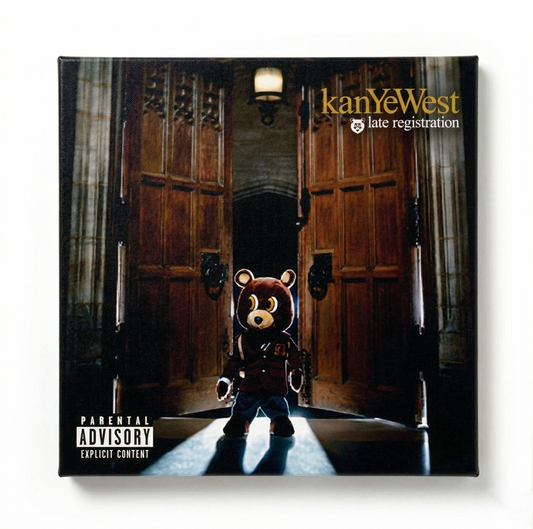 late registration - kanye west wooden canvas